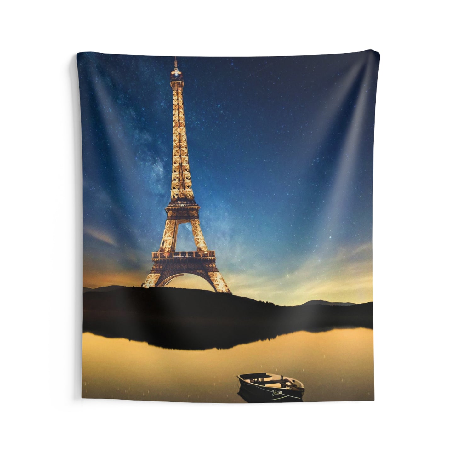 Eiffel Tower And Boat Paris Tapestry