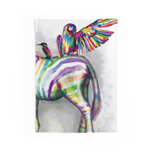 Parrot on Zebra Tapestry