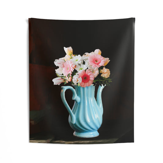 Pink Flower Vase Tapestry