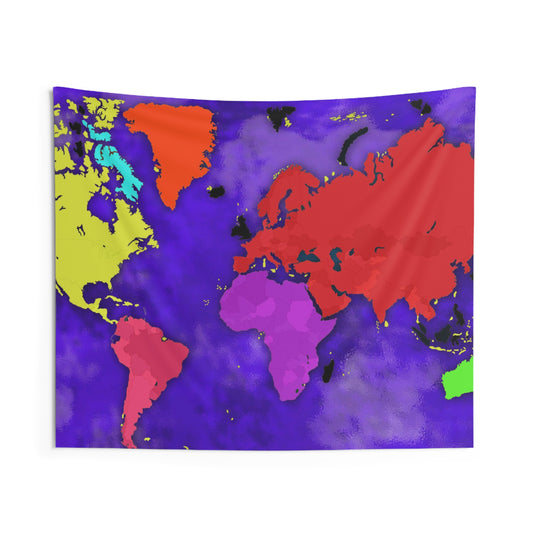 Colorfull World Map Tapestry