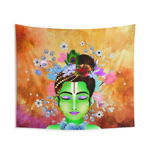 Green Krishna Tapestry