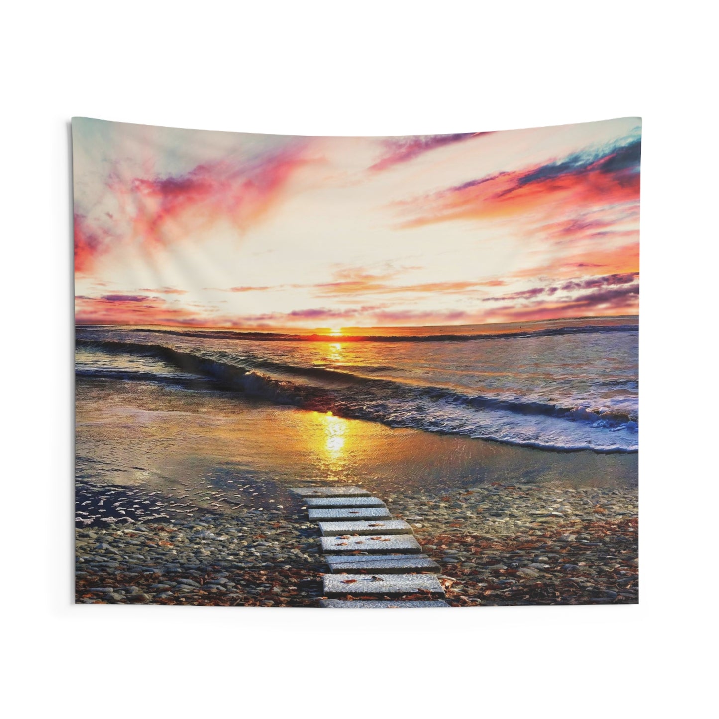 Beach Path Sunrise Tapestry