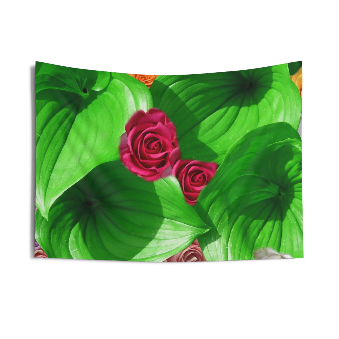 Colorfull Roses With Leaf Tapestry
