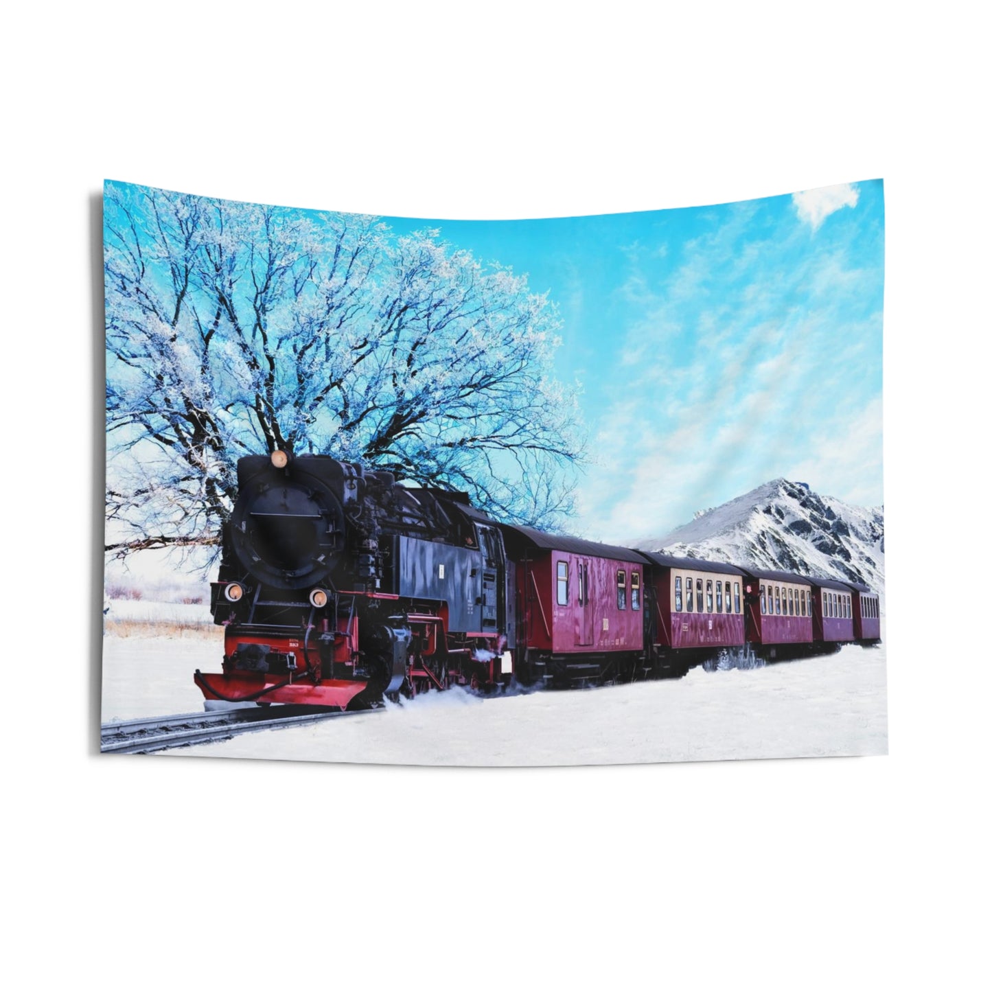 Red Train Winter Tapestry