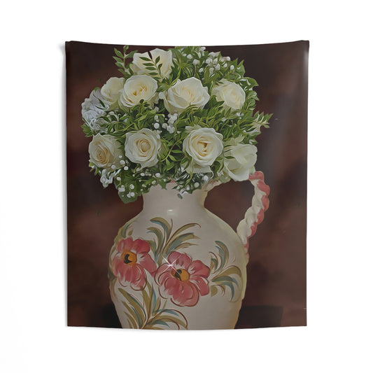 White FLower Bouquet Tapestry