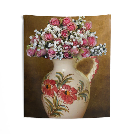 Pink Flower Vase Tapestry