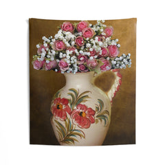 Pink Flower Vase Tapestry