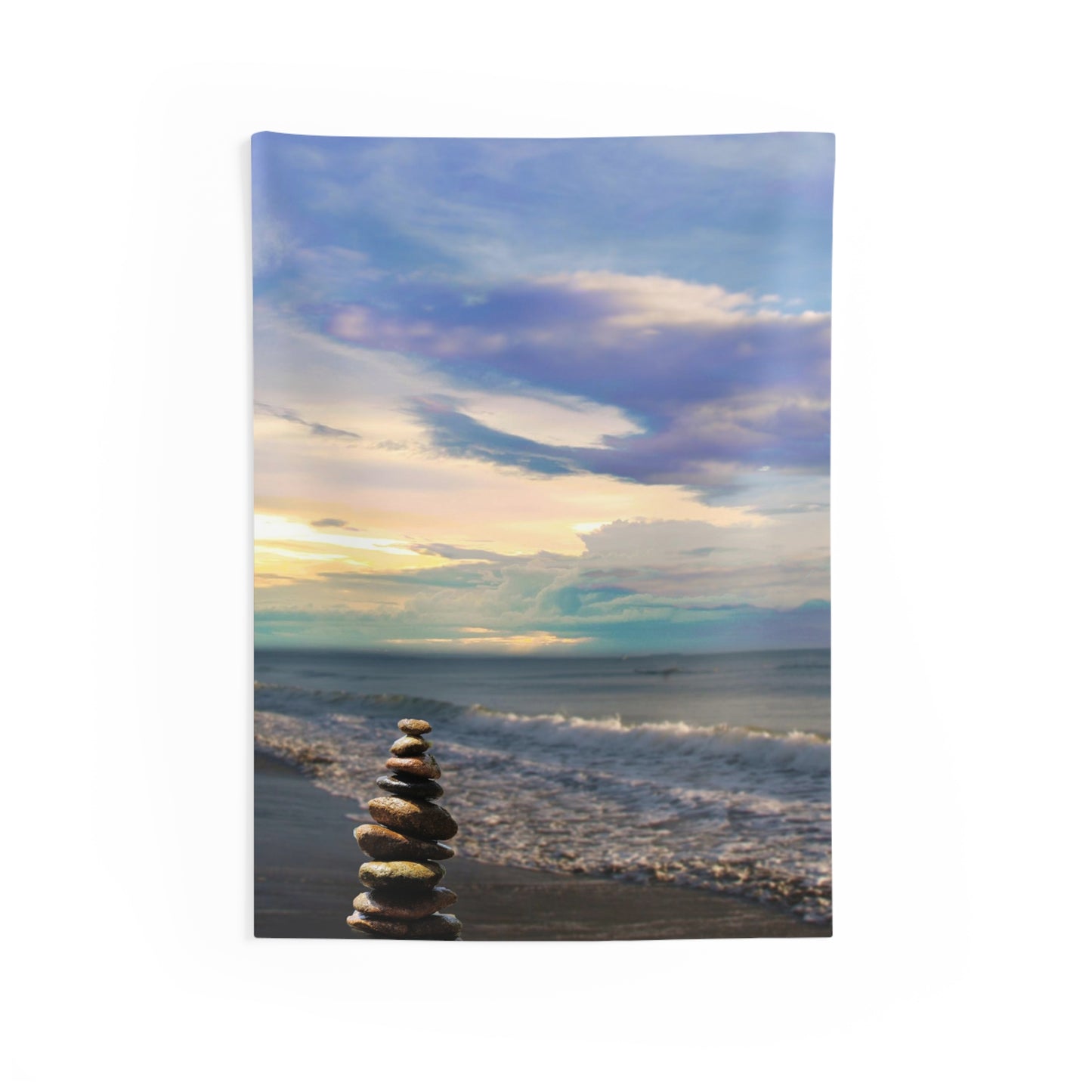 Stacking stones Beach Tapestry