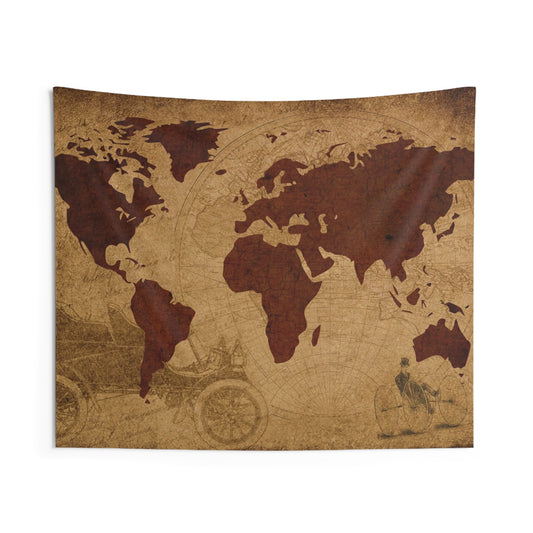 Worldmap Black Tapestry
