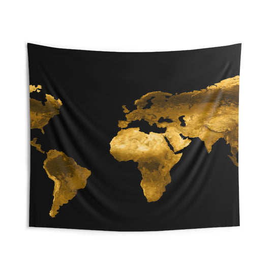 Yellow Worldmap Tapestry