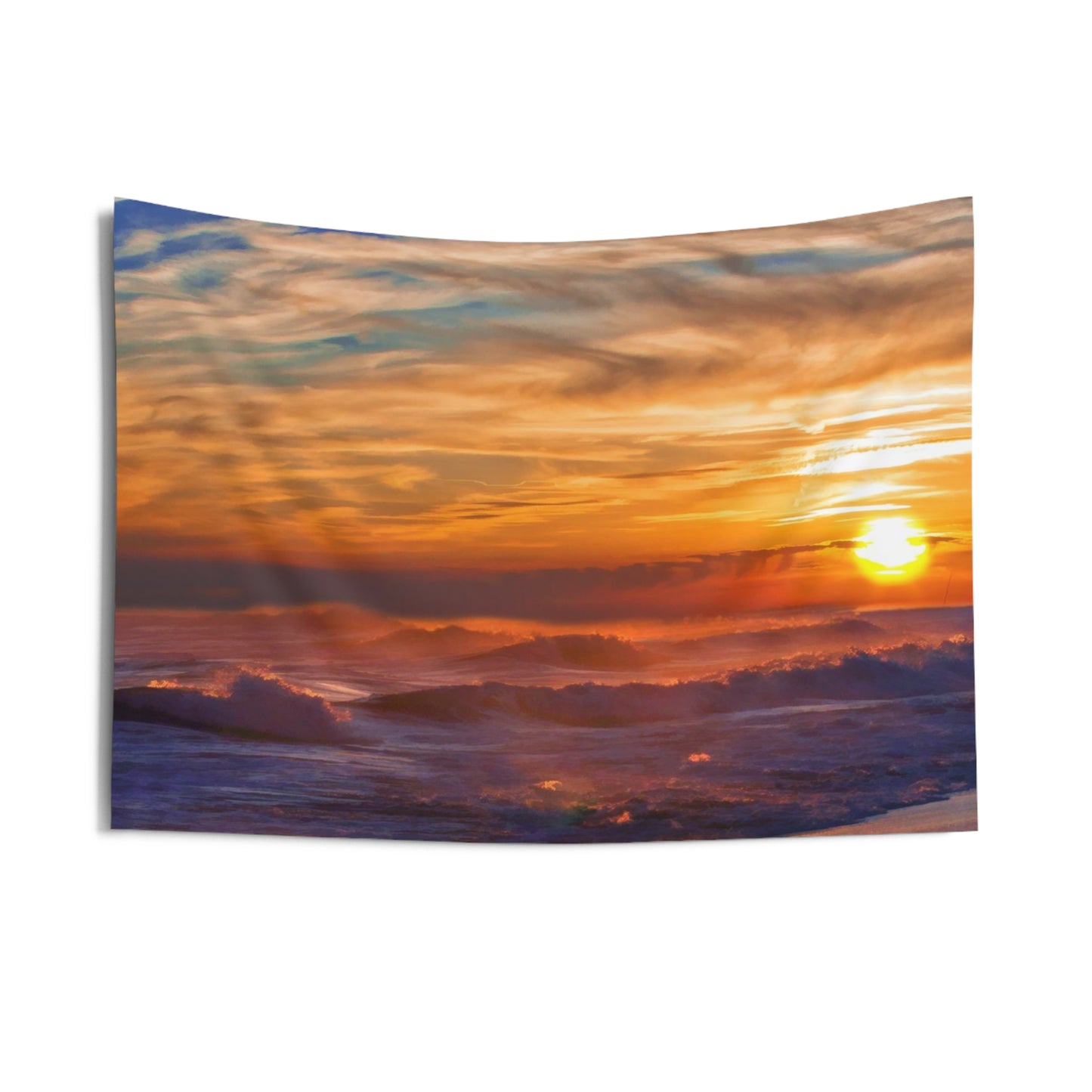 Sea Waves Beach Sunset Tapestry