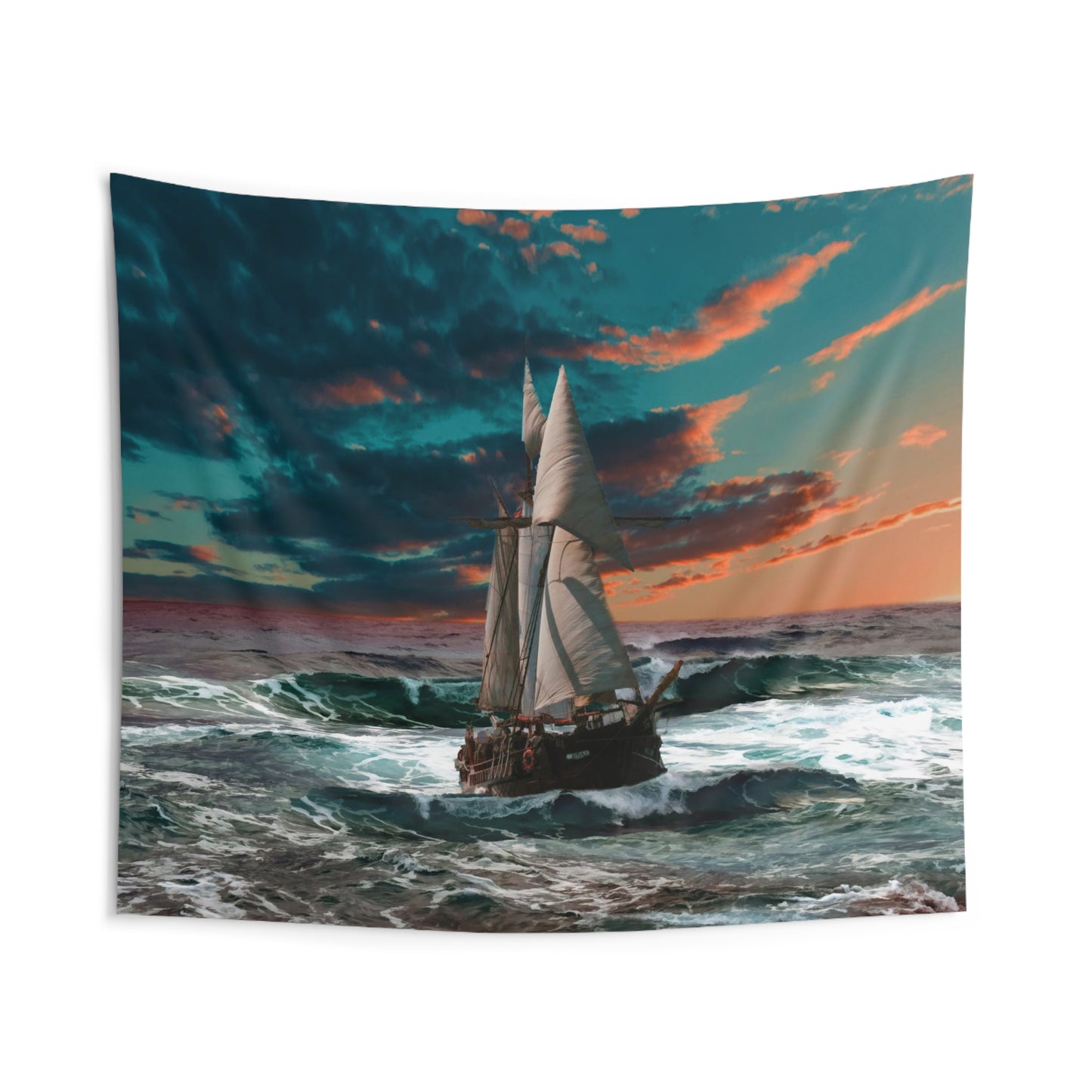 ship in storm Tapestry