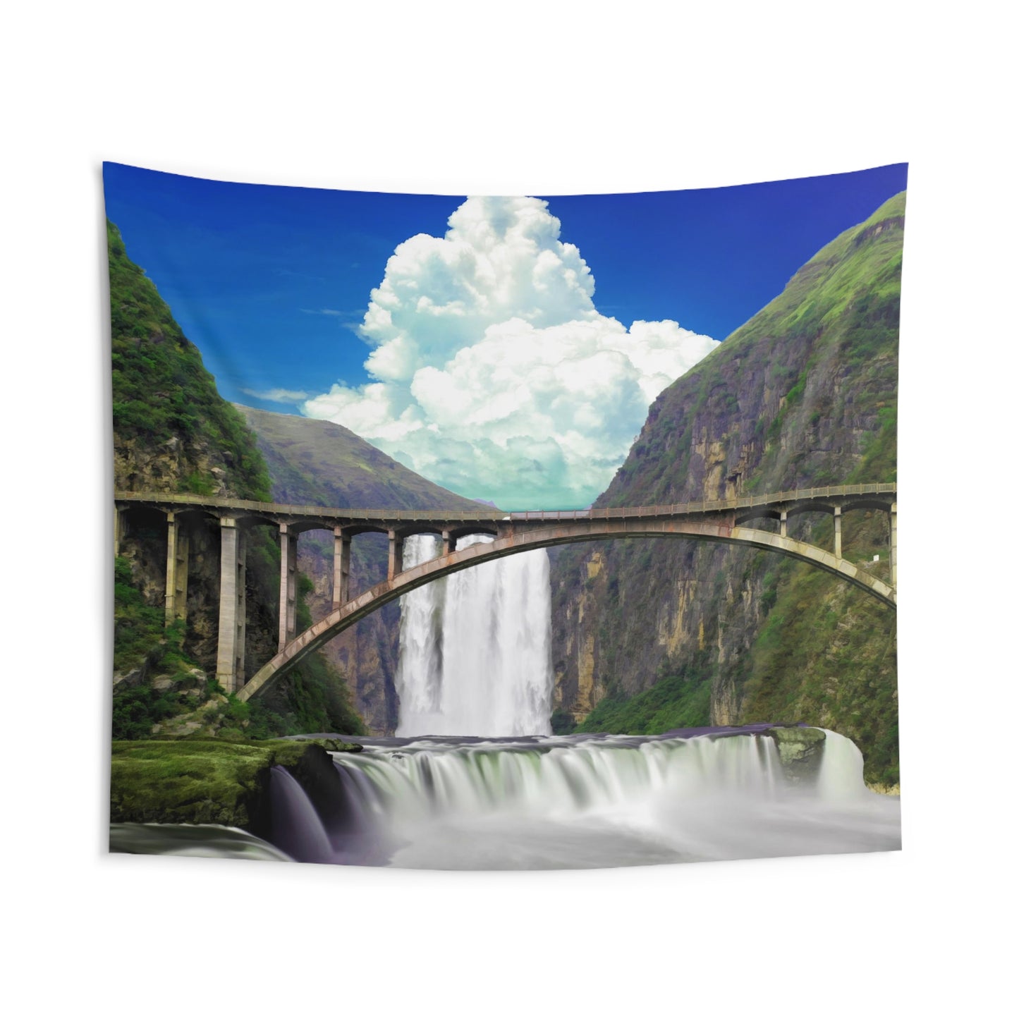 Waterfall over Bridge Tapestry