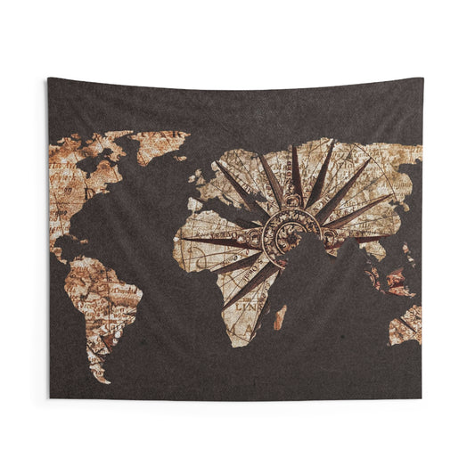 Worldmap Brown Tapestry