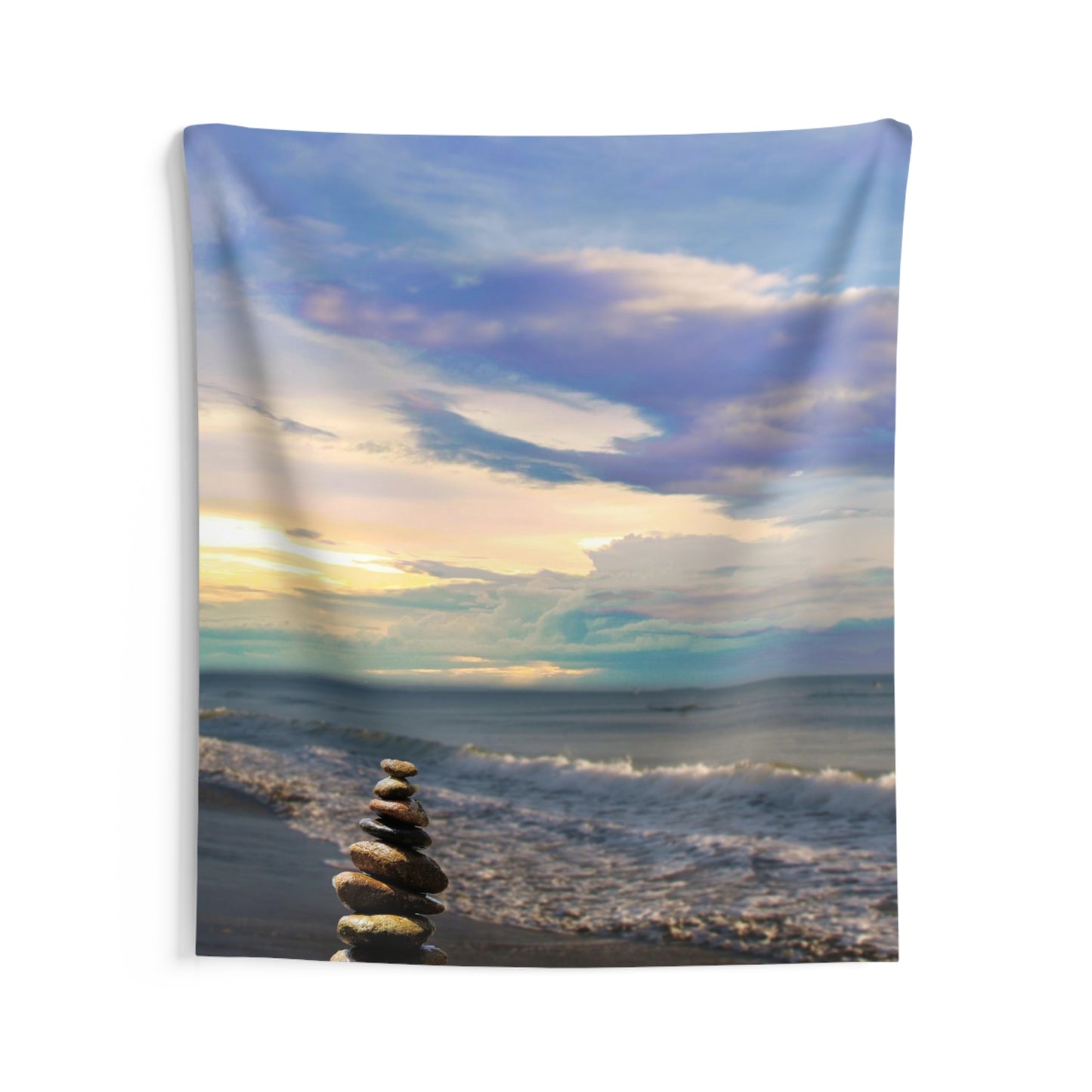 Stacking stones Beach Tapestry