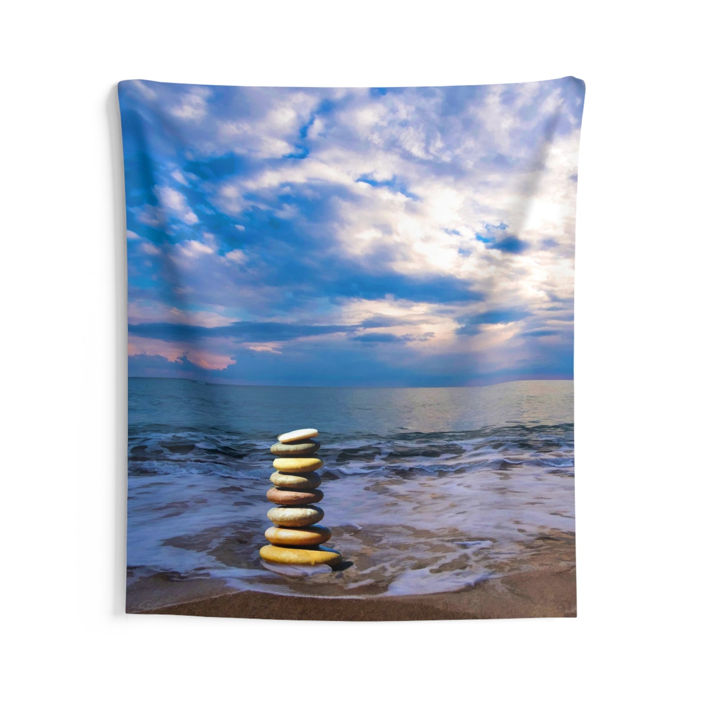 Stacking Stones Beach Tapestry
