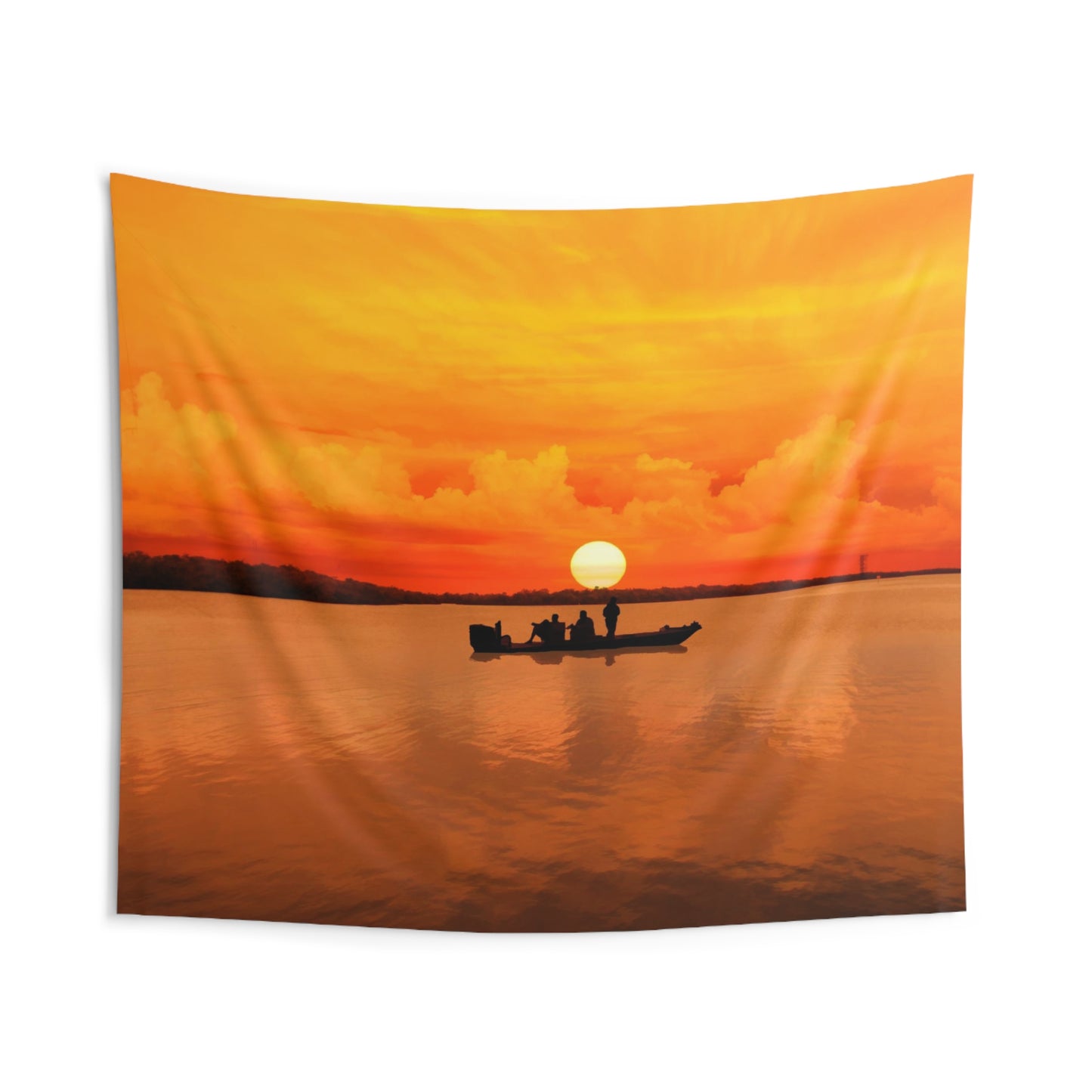 Sunset Boat Tapestry
