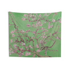 Van Gogh almond blossom Green Tapestry