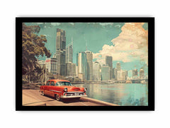 Brisbane City Vintage Framed Print