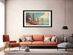 Brisbane City Vintage Framed Print