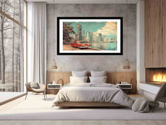 Brisbane City Vintage Framed Print