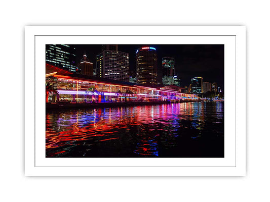 Darling Harbour Sydney Night Framed Print