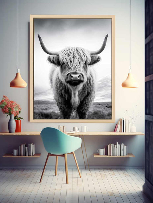 Highland Cow Canvas Art Print Painting