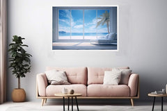 Beach Window Art Canvas Art Print