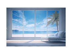 Beach Window Art Canvas Art Print