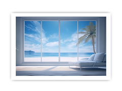 Beach Window Art Canvas Art Print