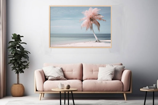 Silver Pink Beach Tree Canvas Art Print