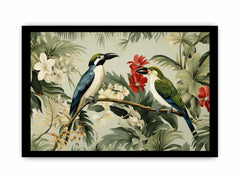 Lily Birds Tropical Wall Art Canvas Art Print