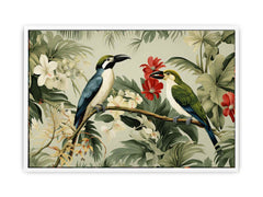 Lily Birds Tropical Wall Art Canvas Art Print
