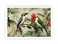 Lily Birds Tropical Wall Art Canvas Art Print