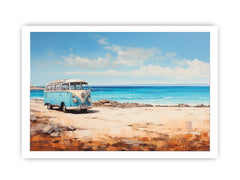 campervan Beach Art Canvas Art Print