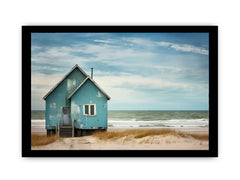 Bluehouse At The Beach Canvas Art Print