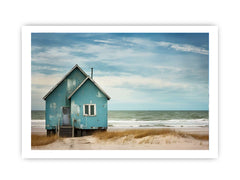 Bluehouse At The Beach Canvas Art Print