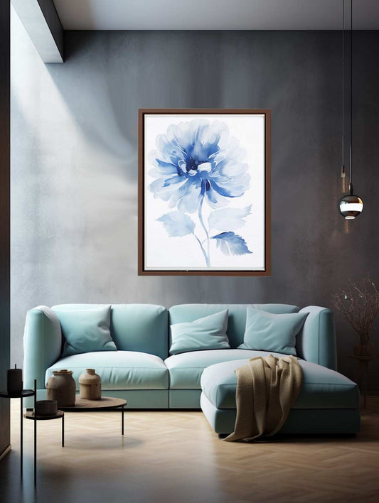 Watercolor Blue Flower Canvas Art Print