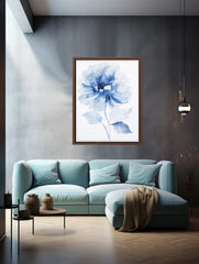 Watercolor Blue Flower Canvas Art Print