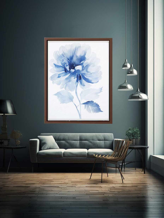 Watercolor Blue Flower Canvas Art Print