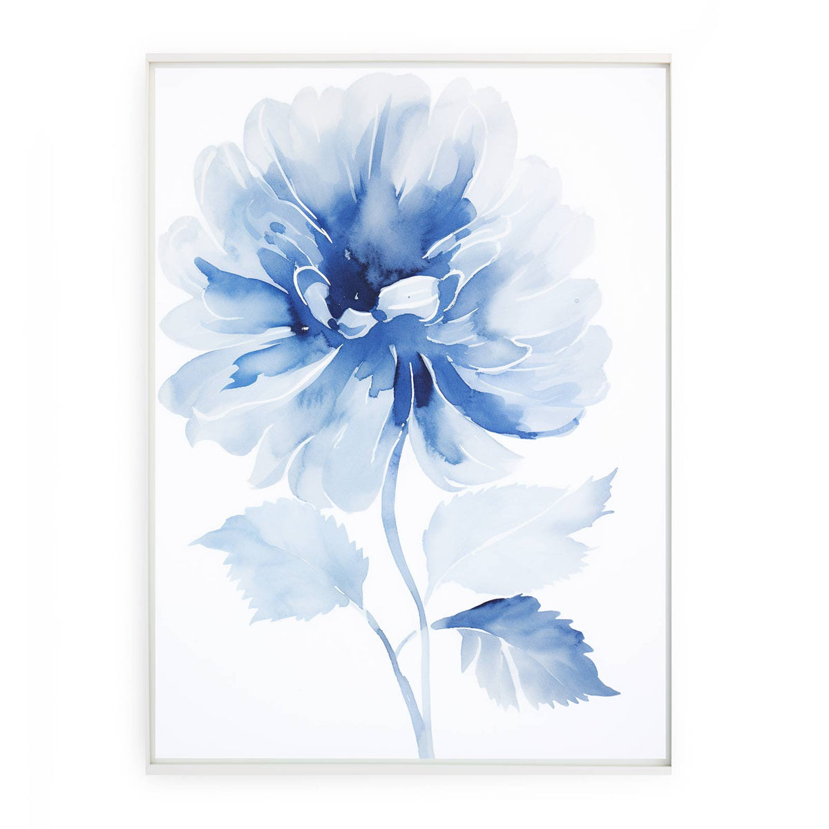 Watercolor Blue Flower Canvas Art Print