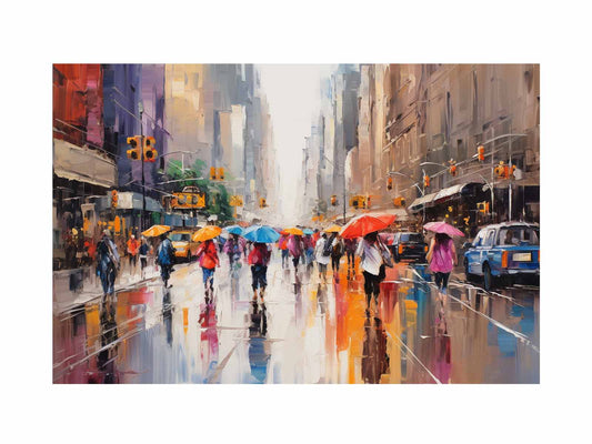 Umbrellas In New York Art Canvas Art Print
