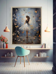 Butterfly Girl Canvas Painting Print