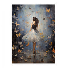 Butterfly Girl Canvas Painting Print