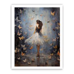 Butterfly Girl Canvas Painting Print