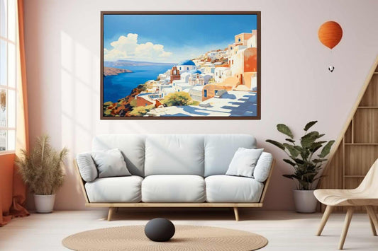 Santorini Coastline Canvas Art Print