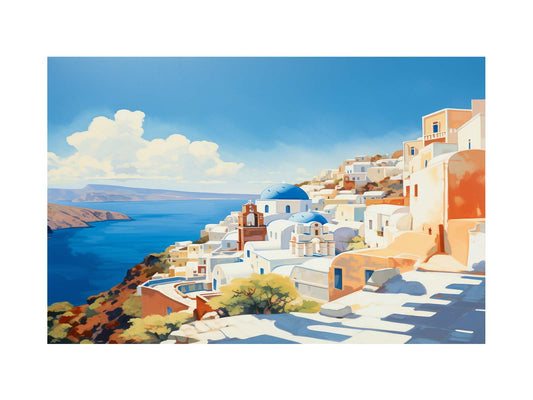 Santorini Coastline Canvas Art Print