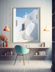 White Stairs Art Canvas Art Print