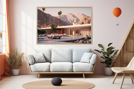 Mid Century House Canvas Art Print