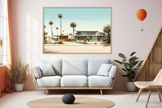 Vintage Palm Springs House Art Poster Canvas Art Print